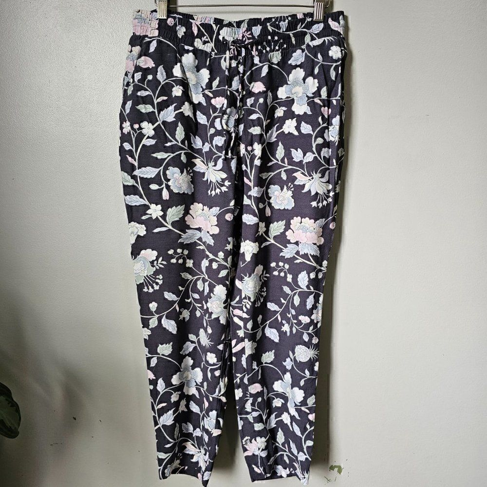 EUC LOFT FLORAL DRAWSTRING SOFT VISCOSE PANTS WITH POCKETS SIZE SMALL